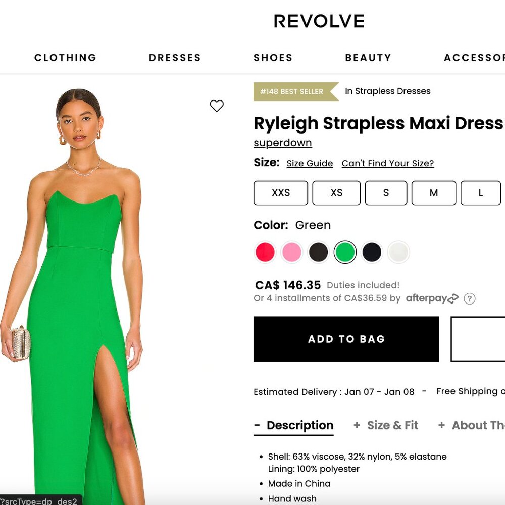 REVOLVE Green Strapless Ryleigh Maxi Dress
